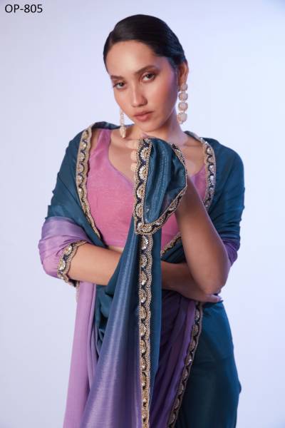 LAXMINAM OP-805 DESIGNER CHINNON SAREE WHOLESALER IN INDIA